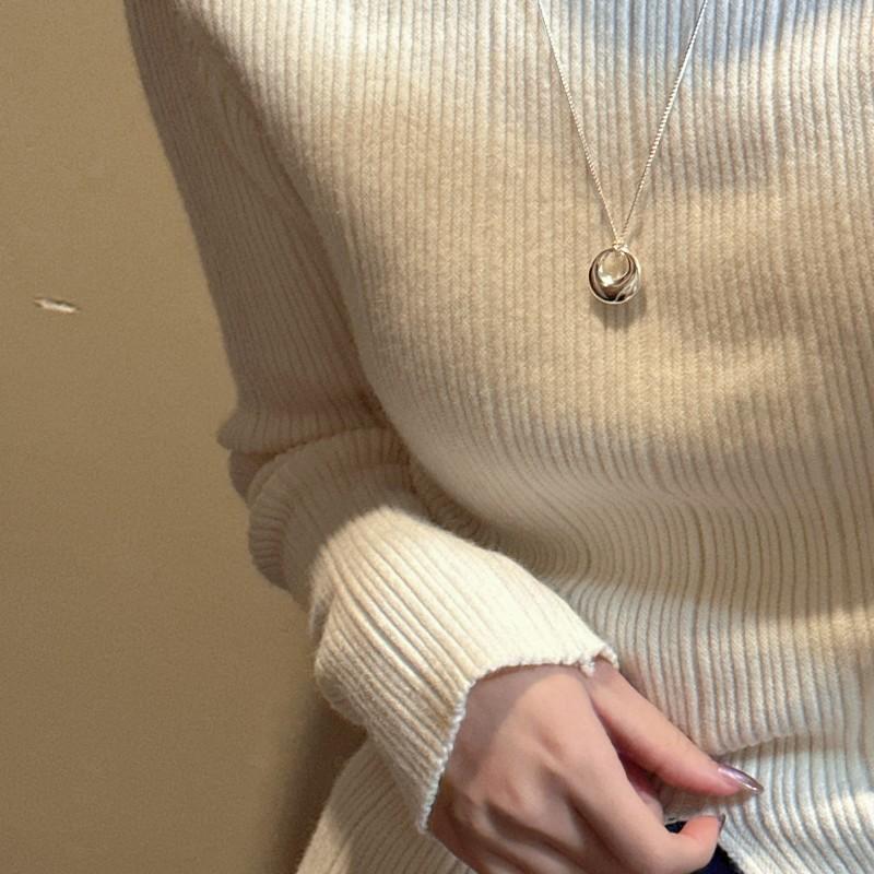 Real S925 Sterling Silver Ping Buckle Pendant Necklace Women Girl Fine Jewelry