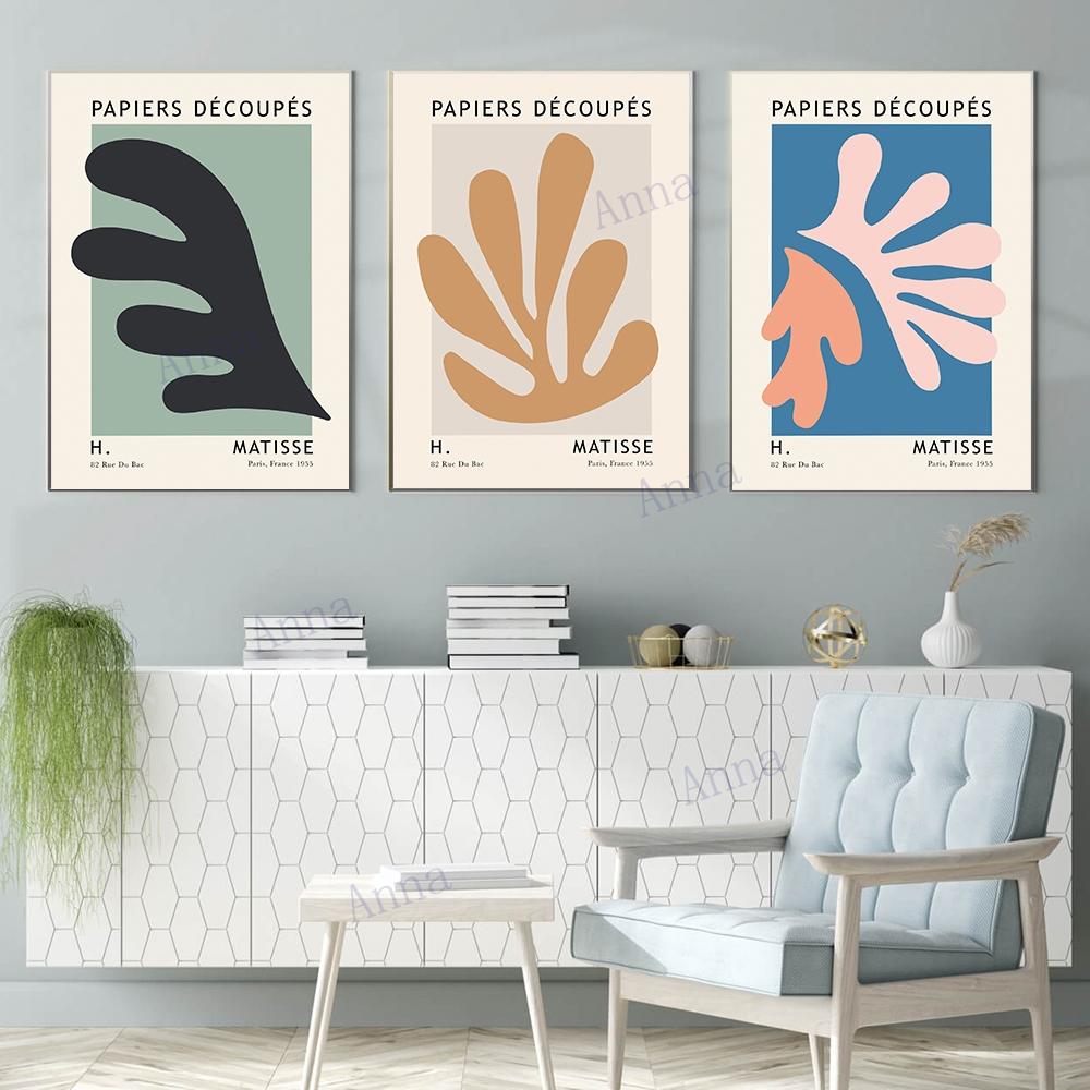 Henri Matisse Colorful Leaf Print Exhibition Poster Abstract Gallery Wall Art Canvas Painting Picture for Living Room Home Decor