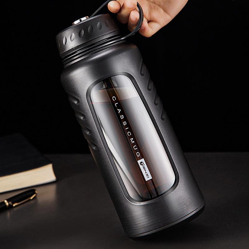 Anti-drop Glass Water Cup Large-capacity Double-layer Insulated Water Cup Portable Heat-resistant Bubble Tea Cup