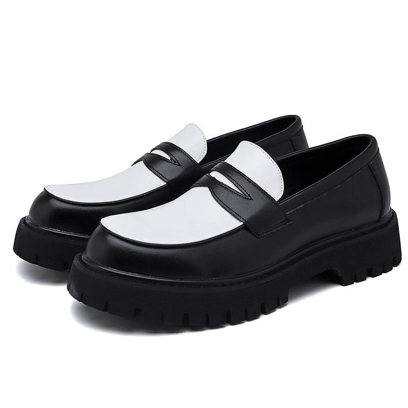 Übergröße Frühjahrs- und Herbst-Herren-Schuhe mit dicker Sohle, erhöht, Leder, Retro, einbeinige, lässige Trend