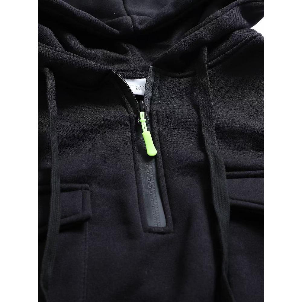 Novo Moletom Masculino Moderno com Capuz e Multibolsos