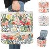 Double Layer Nail Polish Storage Bag Large Capacity Floral Print Nail Lamp Case Detachable with Handle Makeup Bag