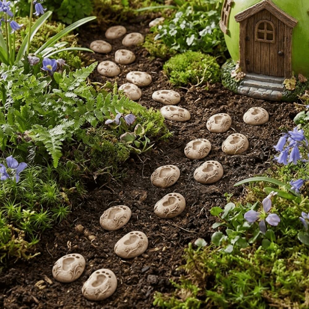 20PCS Small Footprint Stepping Stones Resin Potted Footprint Ornament Pathway
