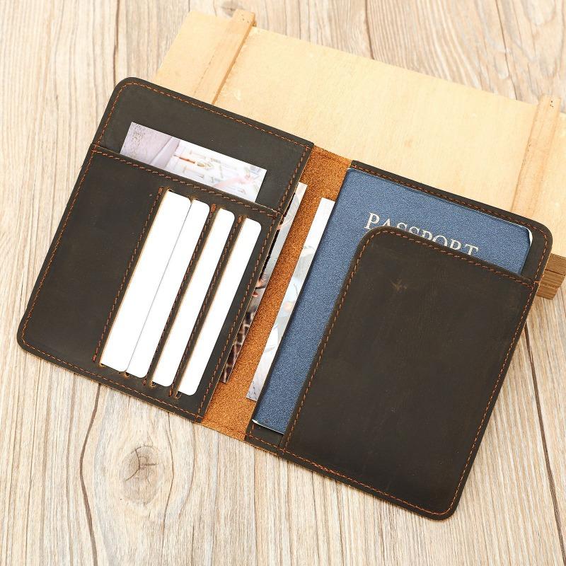 

Ретро Кожа Crazy Horse Мужской Картхолдер Сумка для Хранения Документов Паспорта Натуральная Кожа Универсальный Кошелек для Документов One Size темный кофе