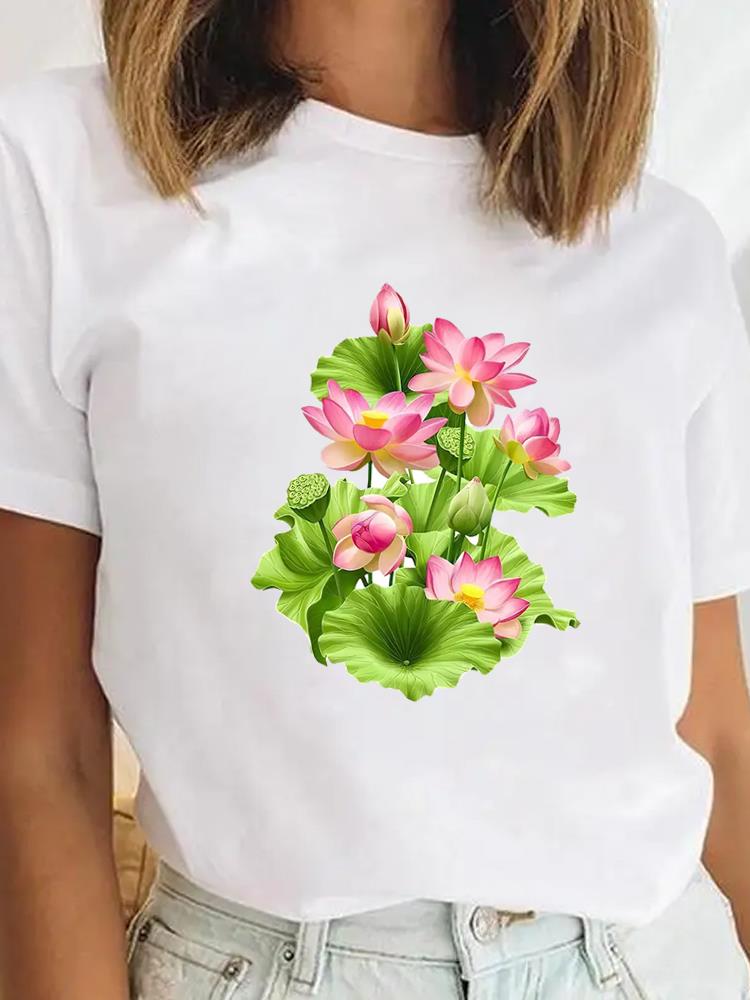 Tee Sweet Trend Flower Cute Clothes Clothing for Unisex Female Casual Top Short SleeveGraphic Tees Playeras De mujeres