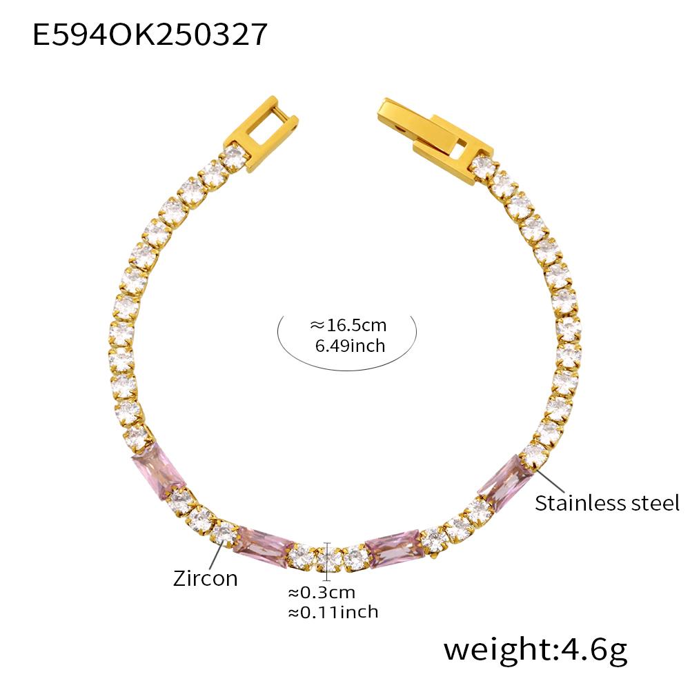 316 Stainless Steel Gold-Plated Luxury Bangle for Women Fashion Square Round Colorful Zirconia Bracelet Female Charms Zircon