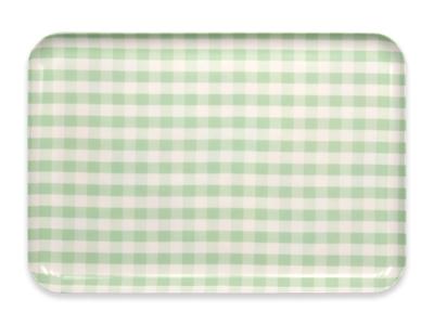 TATSU-CRAFT ST Luncheon Tray, Large, Milky Check, Green, Dishwasher Safe, Stylish Plastic Tray, Large, Small, Deep, Square, Rectangular, Western or