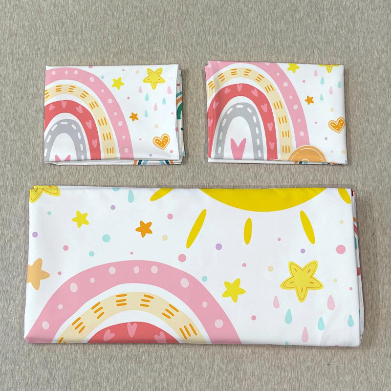 3PC Sun Rainbow Duvet Cover Comfortable Bedding Large/Large Size Complete Digital Printing Available All Seasons No Filler/Core