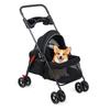 4 Wheels Dog Cat Stroller Outdoor Travel Pet Folding Stroller Dog Cat Cage Stroller with Cup Holder Breathable and Visible Mesh for Dog