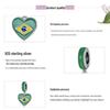 S925 Silver Brazilian Flag Heart Pendant with Green Enamel Drip