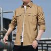 Cotton Cargo Shirt for Men Long Sleeve 2 Pocket Shirts Outdoor Casual Blouses  Clothing Overshirt