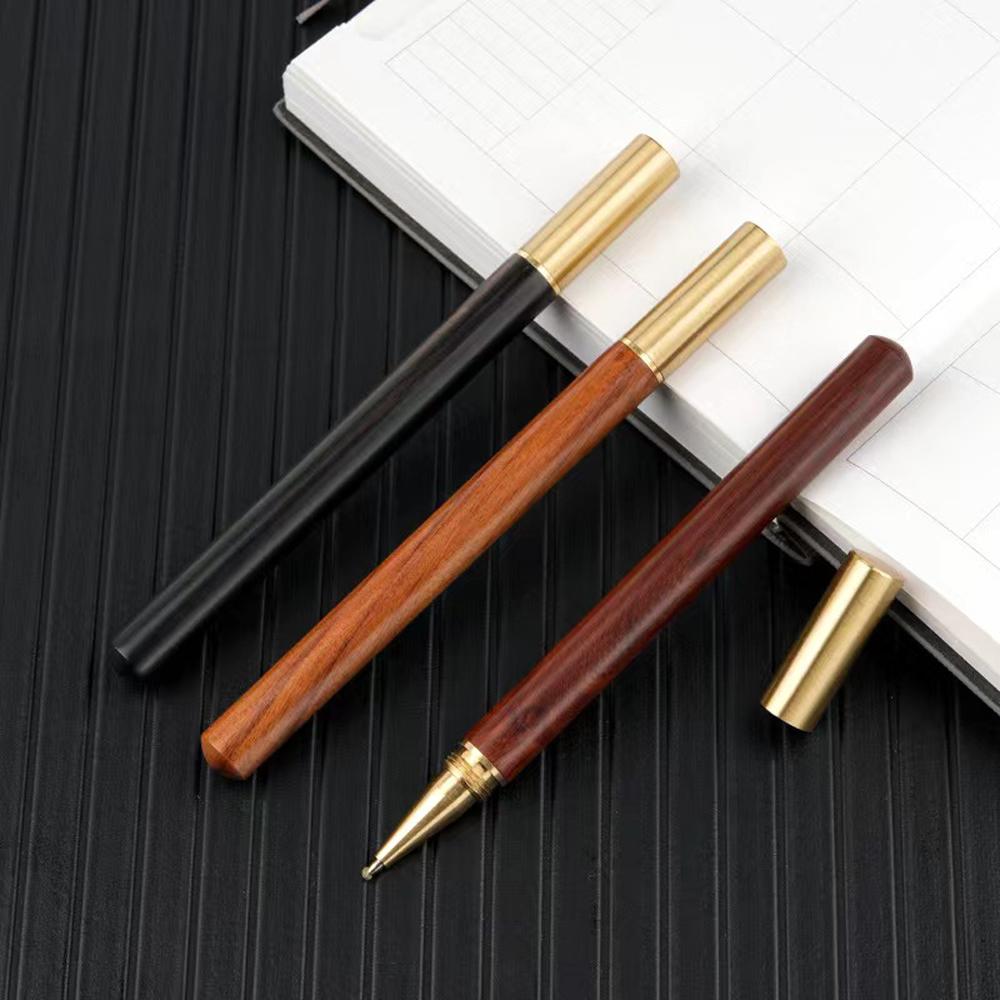 Vintage Wood Body Ballpoint Pen Brass Ball Roller Pen Metal Cap Ball Pen Stationery School Business Gifts Supplies