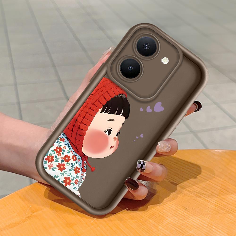 Soft Silicone Square Ladder Printing Pattern Phone Casing Full Cover Camera Shockproof Protection Rubber Case for Vivo