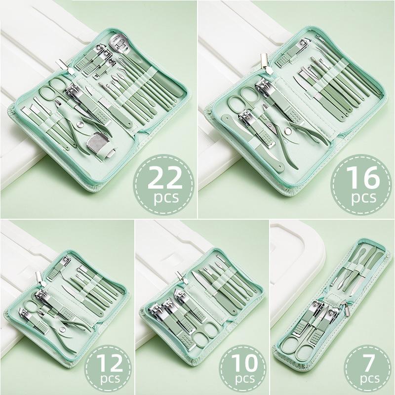 7/10/12/16/22/35pcs Nail Knife Set Stainless Steel Beauty Set Zipper Bag Manicure Knife Planer Nail Pliers Manicure Tools