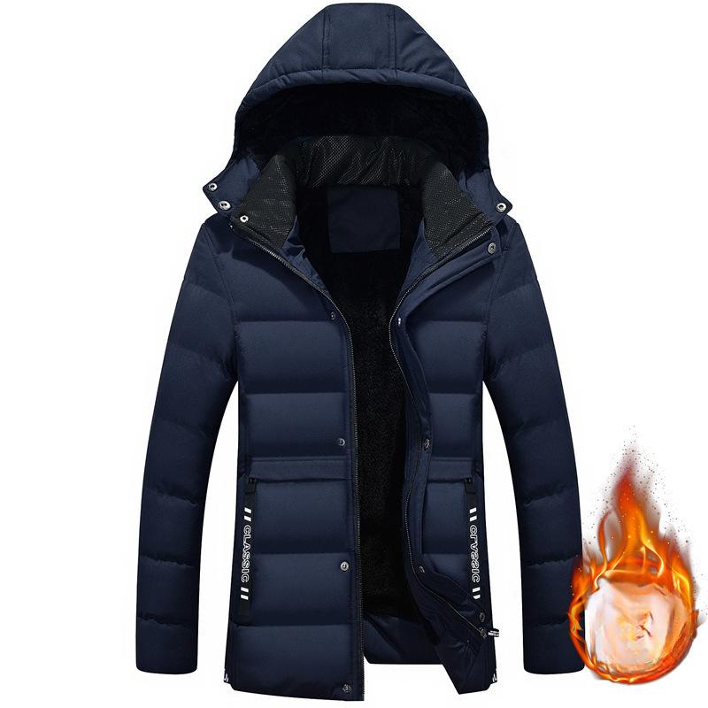 Autumn and Winter Cotton-padded Clothes Men's Fleece Thickened Trendy Jackets Warm Men's Down Cotton-padded Jackets Hooded Cotton-padded Clothes