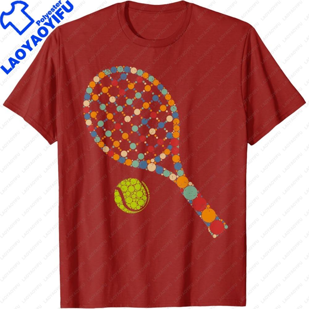 Retro Tennis Player  Ball with Polka Dots Happy Dot Day Boy TShirt Women Summer Tees Outdoor Sports Enthusiasts Clothes