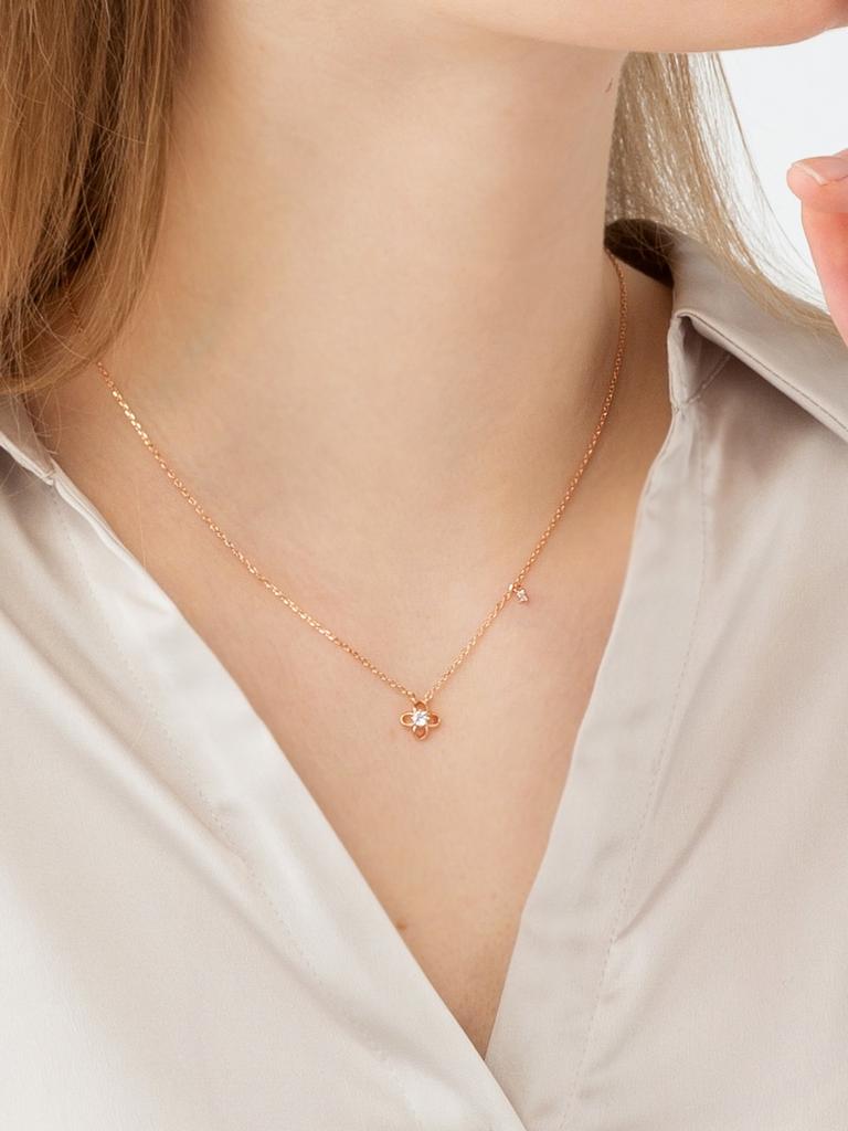 Kleeblatt-Blumen-Halskette ELBRNN157