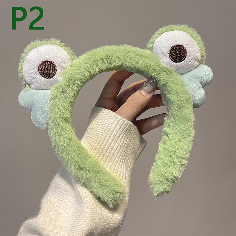 1Pc Funny Frog Cartoon Cute Headband Crown New Plush Big Eyes Headband Women S Face Wash Headband Children S Hair Accessories 2
