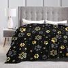 Dog Paw Print Flannel Fleece Throw Blanket for Bed Sofa Travel Camping Lightweight Soft Warm Cozy Plush Blankets for All Seasons