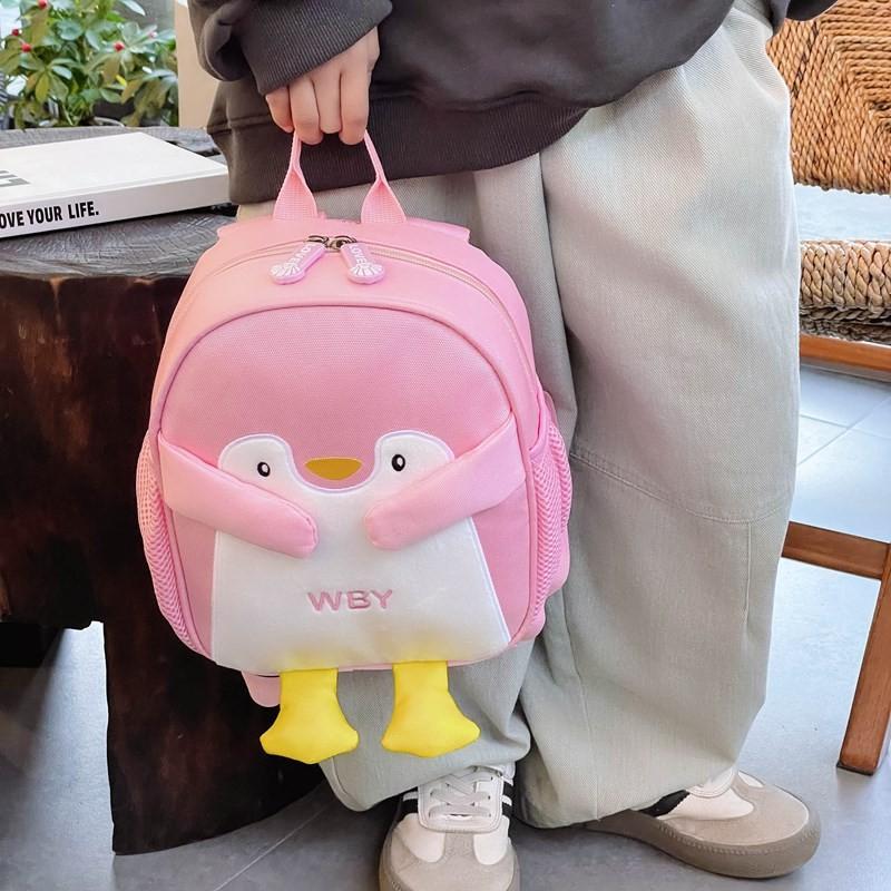 Unisex Kids Backpack With Cartoon Penguin Design And Lightweight Nylon For School Or Daycare