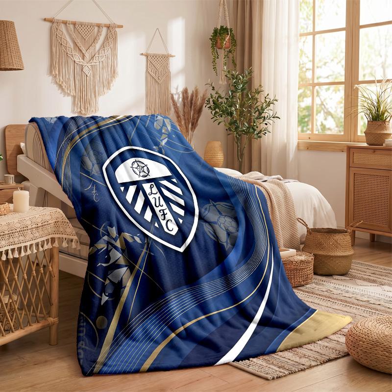 Leeds United Football Print Flannel Blanket Soft Warm Sofa Bed Throw Blanket For Home Office Bedroom