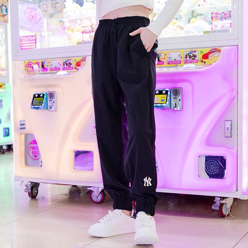 MLB Boston Red Sox Solid Logo Print Elastic Cuff Casual Knit Sweatpants Men bottoms Black 3AWPB0131-50BKS