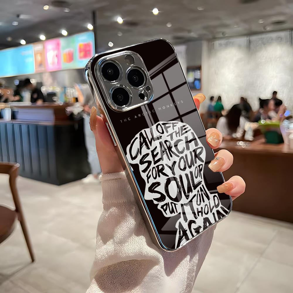 

Logo A-Arctic Monkeys Phone Case For IPhone 17 Pro Max 15 Pro 16 14 Plus 12 13 Mini 11 Pro Shockproof Electroplated Glass Cover iPhone 11 Pro