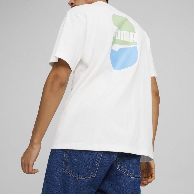 Puma Downtown 180 Logo Design Casual Round Neck T-Shirt Unisex Tops White 626086-02