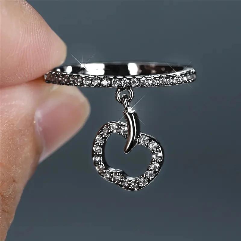 

Кольца-подвески Huitan Cute Apple, подходящие друг другу, романтические, современные аксессуары для пальцев для женщин, простые, стильные, блестящие, ювелирные изделия для вечеринок 10