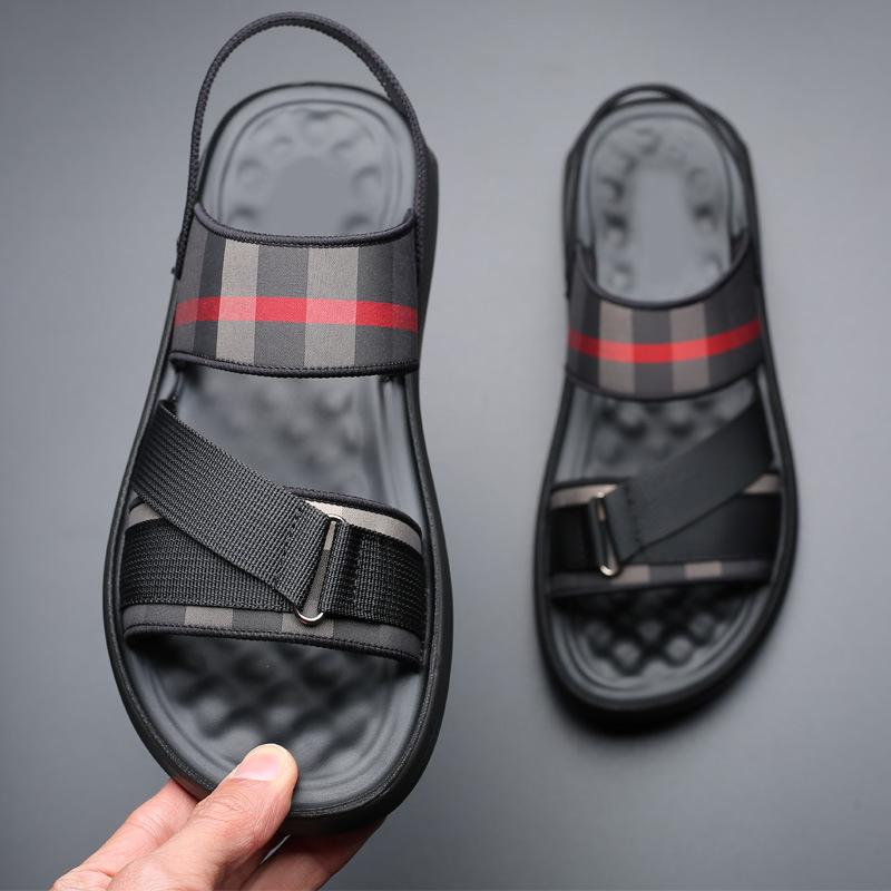2025 direct sales men's cool slippers fashionable and trendy Oxford cloth 2025 summer new non-slip dual-purpose beach shoes men