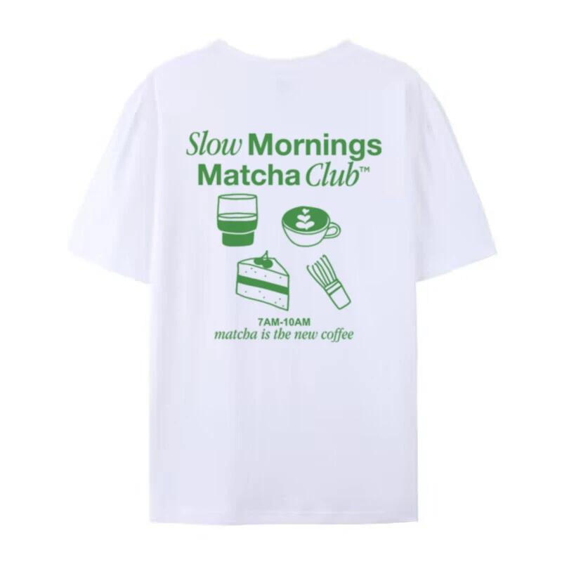 Women Back Print Matcha Club T Shirt Loose Y2k Streetwear Graphic Tee Cute Matcha Lover Shirt Fashion Foodie Top Unisex Clothing S