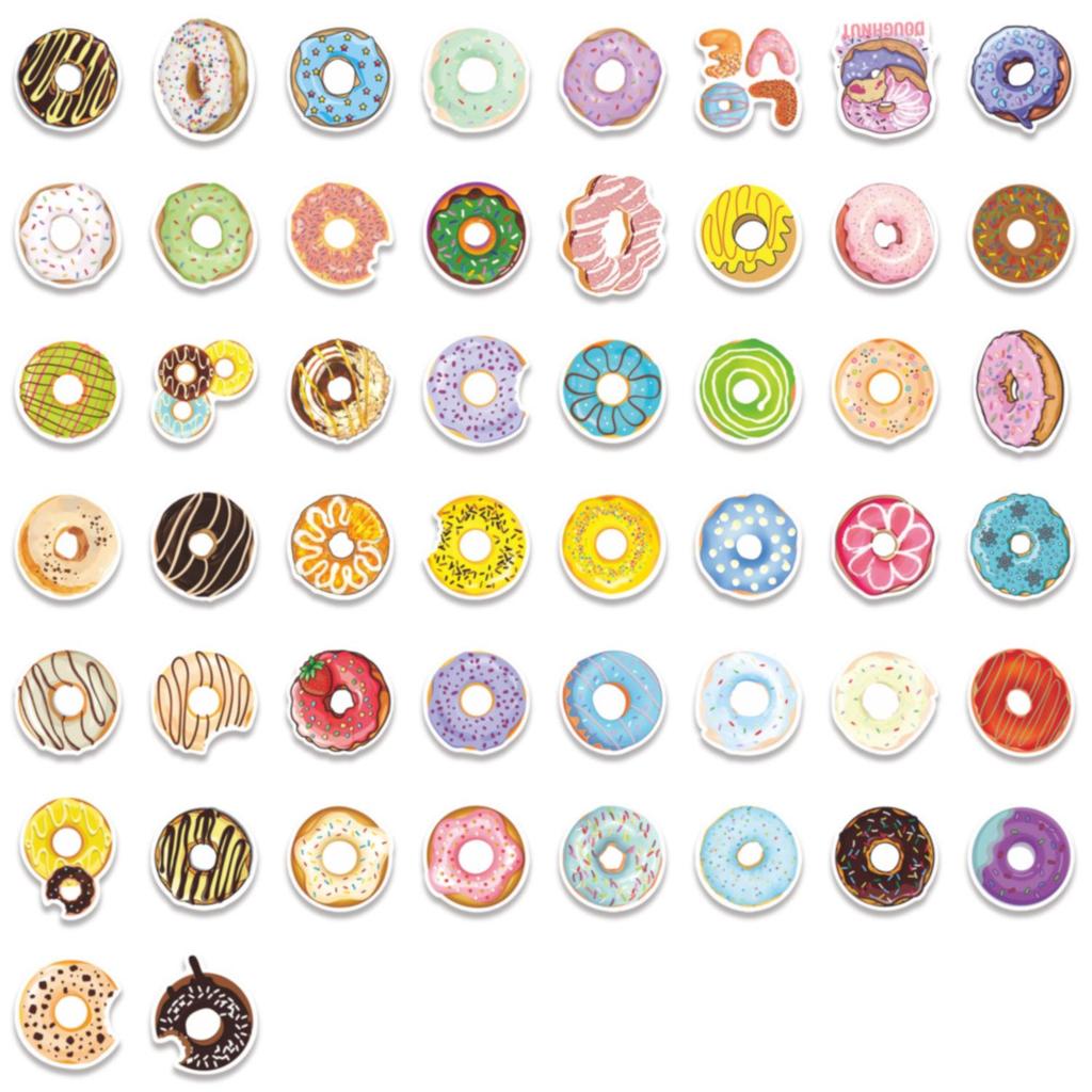 50 Graffiti Sweet Donut Cartoon Stickers for DIY, Suitcase, and Stationery Decoration Set