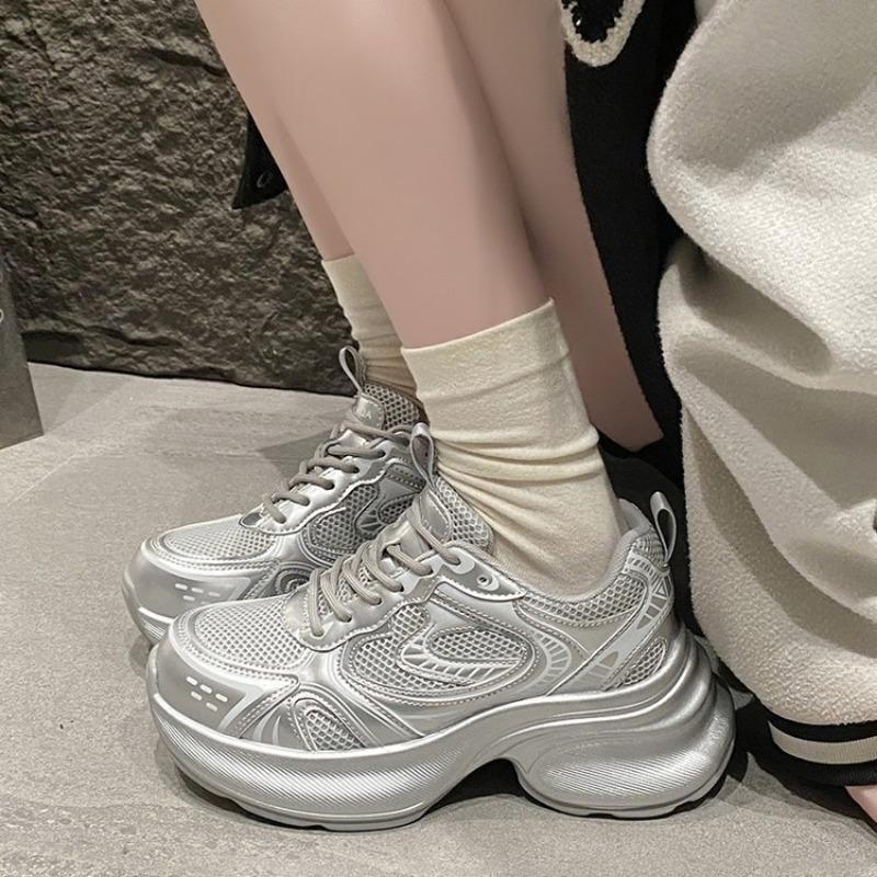 ~ Small man shows height mesh dad shoes women's spring thick-soled versatile breathable casual women's shoes