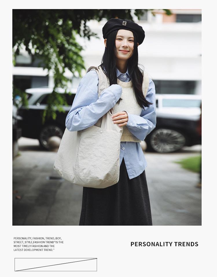 Japanese-Inspired Large Capacity Tote - Lightweight, Versatile Handheld or Shoulder Cloth Bag for Women