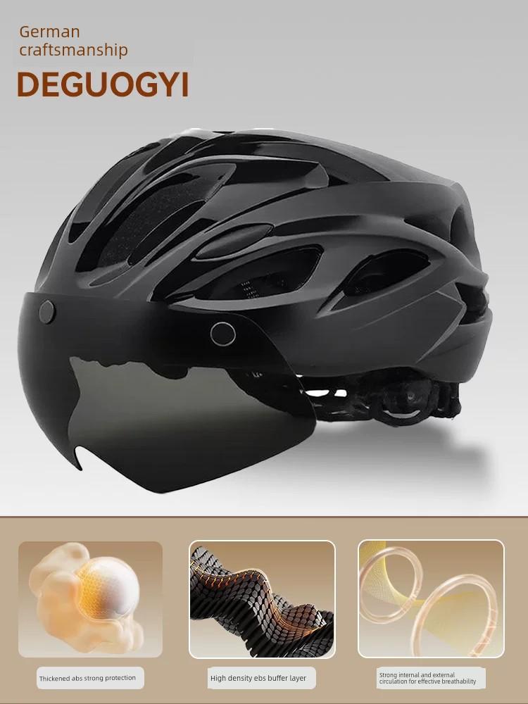 Yu Zhaolin Bicycle Helmet with Integrated Goggles, One-Piece Riding Helmet for Men and Women, Mountain and Road Bike Safety Helmet