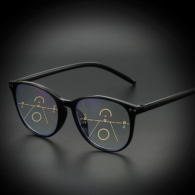 New Retro Blue Light Blocking Progressive Multifocal Large Frame Reading Glasses for Women