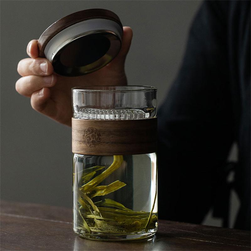 Heat Resistant Glass Tea Cup with Filter Chinese Kung Fu Tea Set Puer Flower Tea Mugs Household Transparent Convenient Teaware