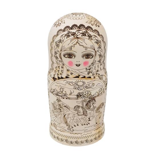 10Pcs/Set Russian Nesting Doll 10 Layers Handmade Wooden Matryoshka Girl Stacking Toy Home Office Desktop Decoration Ornament
