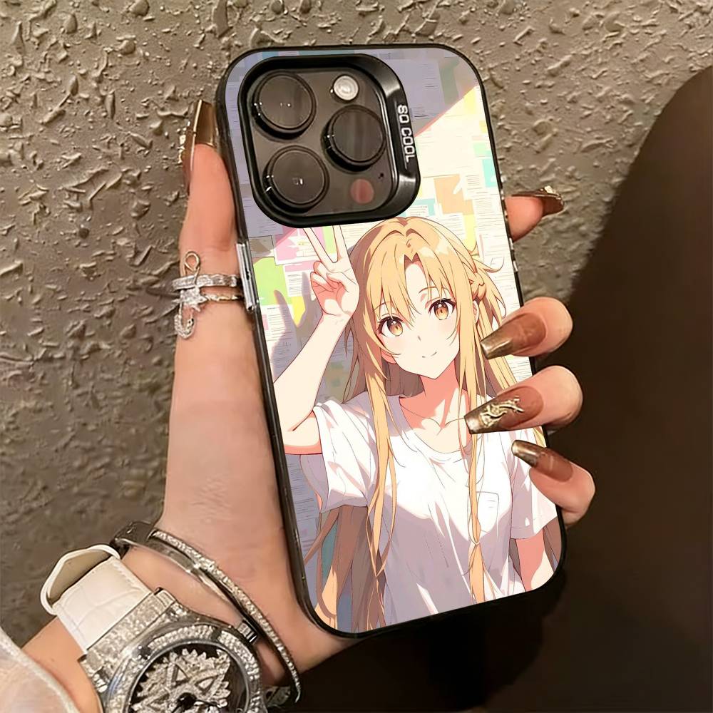 Asuna Yuuki Anime Phone Case For iPhone 17,16,15,14,13,12,11 Plus,Pro Max,XS,Colorful Silver Black Cover
