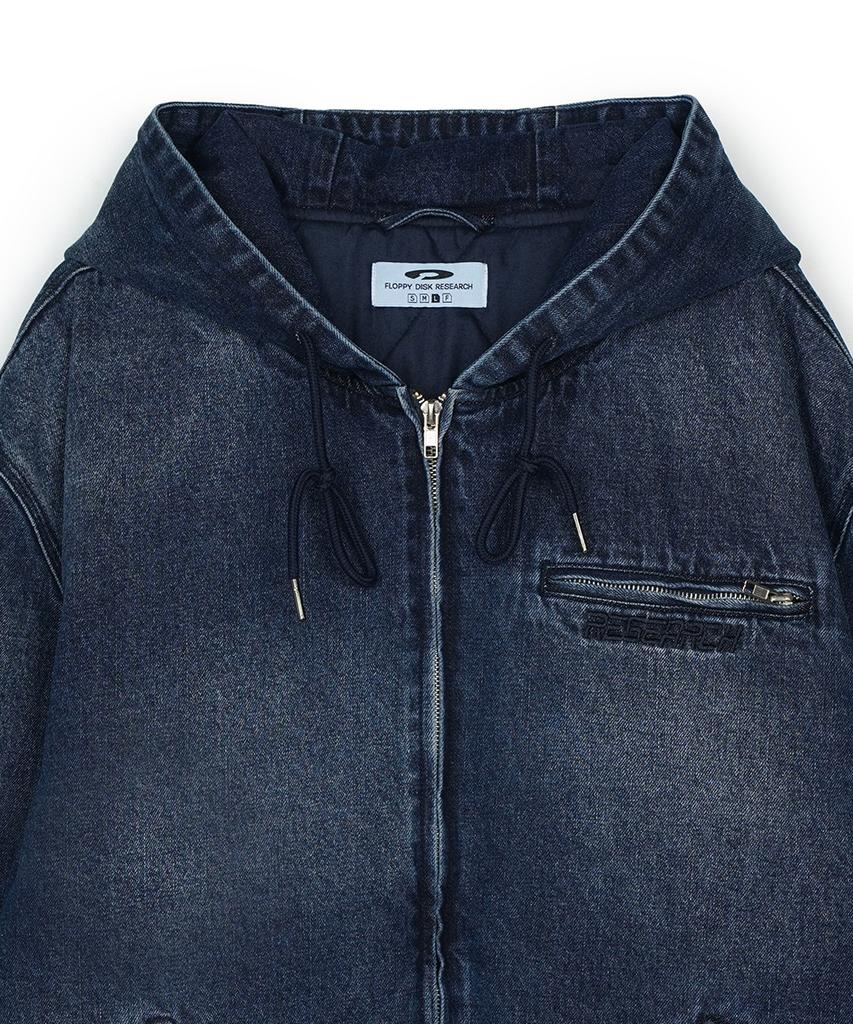 Fdr Heavy Denim Work Hood Quilting Jacket Blue