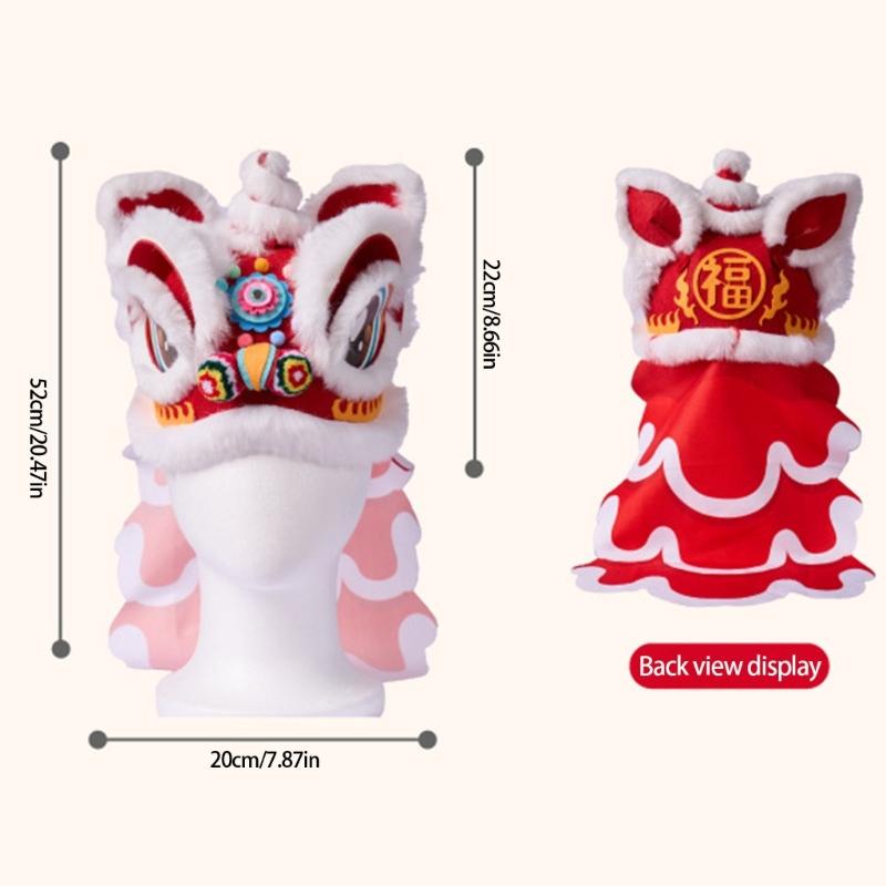 Nonwoven Chinese Lions Dance Hat DIY Lions Dance Cap Crafts Kit Chinese Dragon Head Cap Chinese New Year Decorations