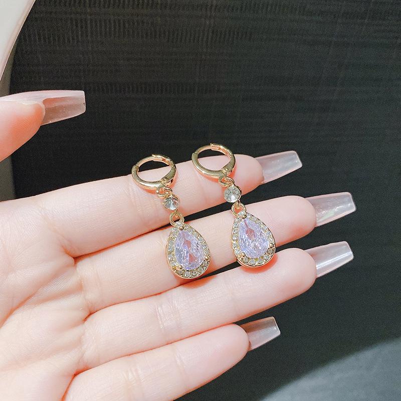 Exquisite 2022 Sparkly Zircon Water Drop Dangle Earrings - High-End Versatile Ear Cuffs