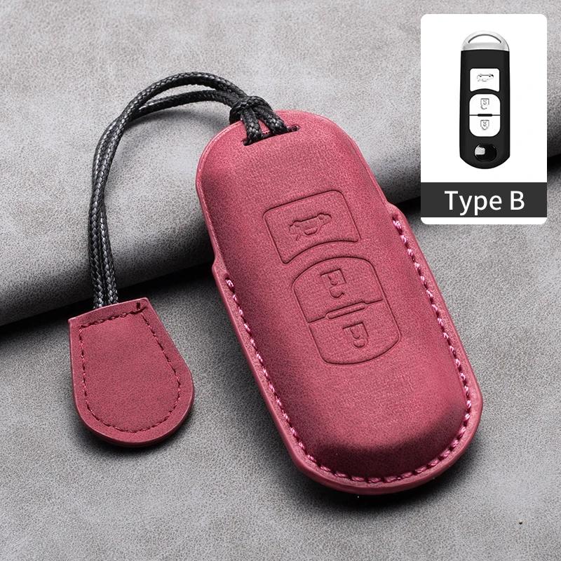 2/3 Buttons Leather Car Key Case Cover for Mazda 2 3 5 6 GH GJ Axela Atenza CX-5 CX5 CX-3 CX-7 CX8 CX-9 2016 2017 2018 CX 2020