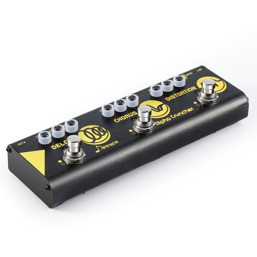 Donner Multi Effector for Guitar Alpha Cruncher 3 Effects "Delay, Chorus, Distortion" Digital Circuit Compact