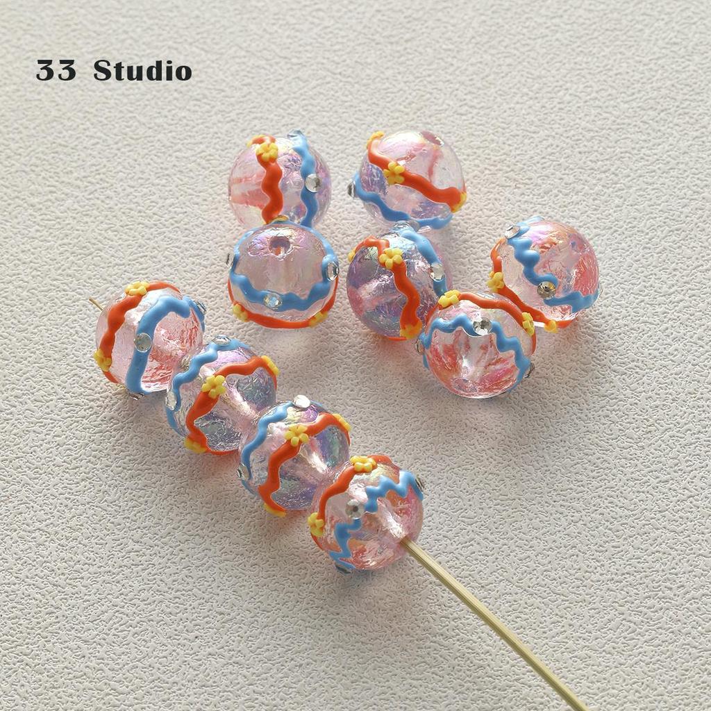 Pure Hand-painted Beads Stickers Diamonds Set Pearl Diy Jewelry Accessories Material Package Beads Car Pendant Cell Phone Chain Beads