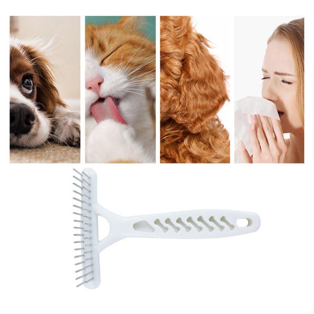 Double Row Dog Rake Comb White Dog Comb Brush Pet Grooming Tools Dog Needle Row Comb  Grooming