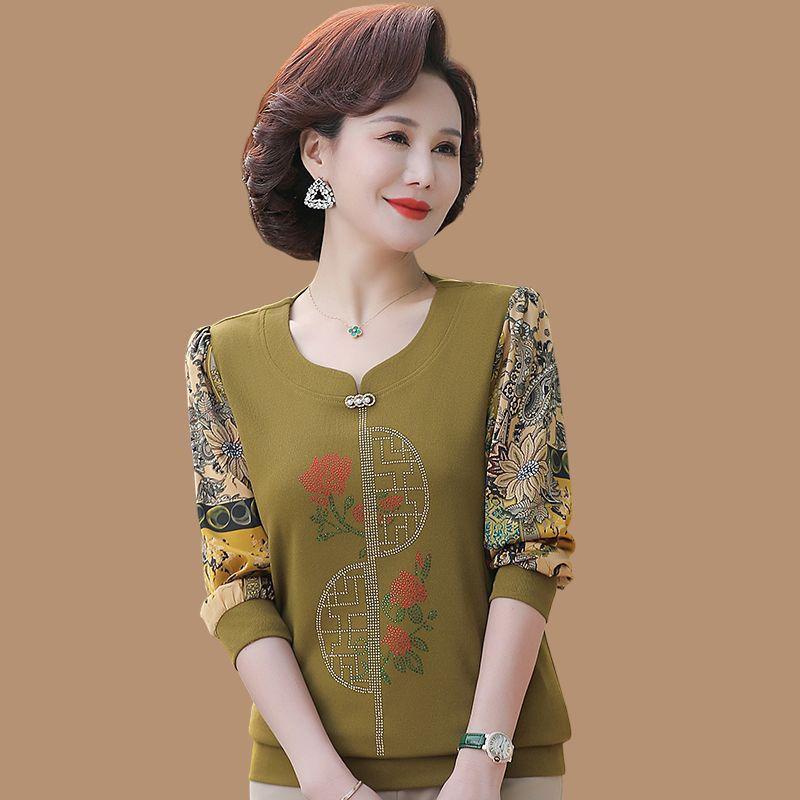 

Middle-aged clothing autumn and winter new fashion temperament new Chinese style versatile and thin loose belly-covering bottoming shirt 4XL жовтий