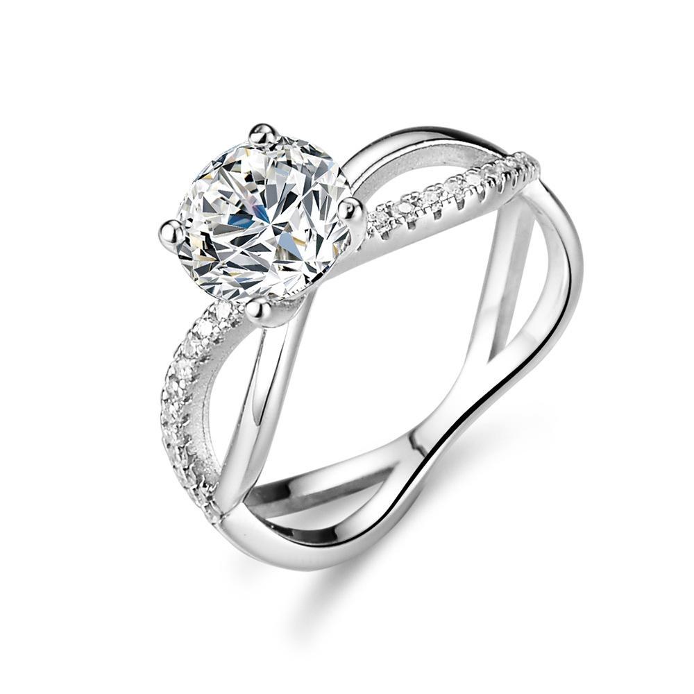 6.5mm Twisted Split Shank Solitaire Moissanite Engagement Ring S925 Sterling Silver For Women