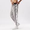 Mid-Rise Elastic Waistband Pockets Side Buttons Closure Men Pants Splicing Basketball Training Sweatpants Daily Clothing