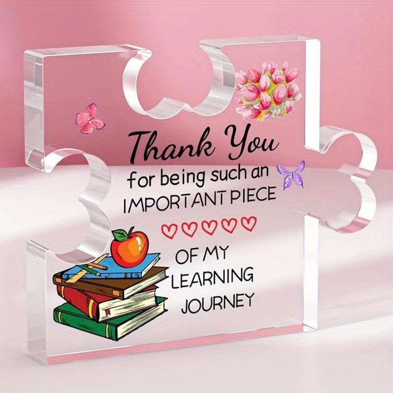 Teacher Acrylic Puzzle Plaque – Appreciation or retirement gift. Ideal for Teacher Appreciation Week. Women s desk decor. чистый
